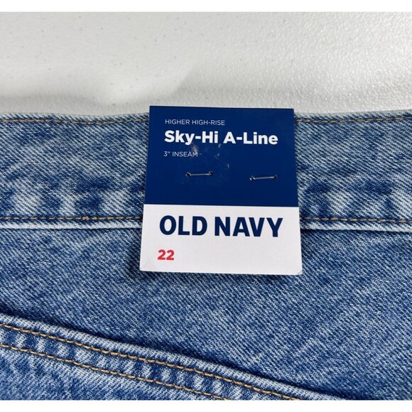 Old Navy Sky-Hi A-Line Denim Shorts Women's Size‎ 22 Floral Embroidery NEW - Picture 11 of 13